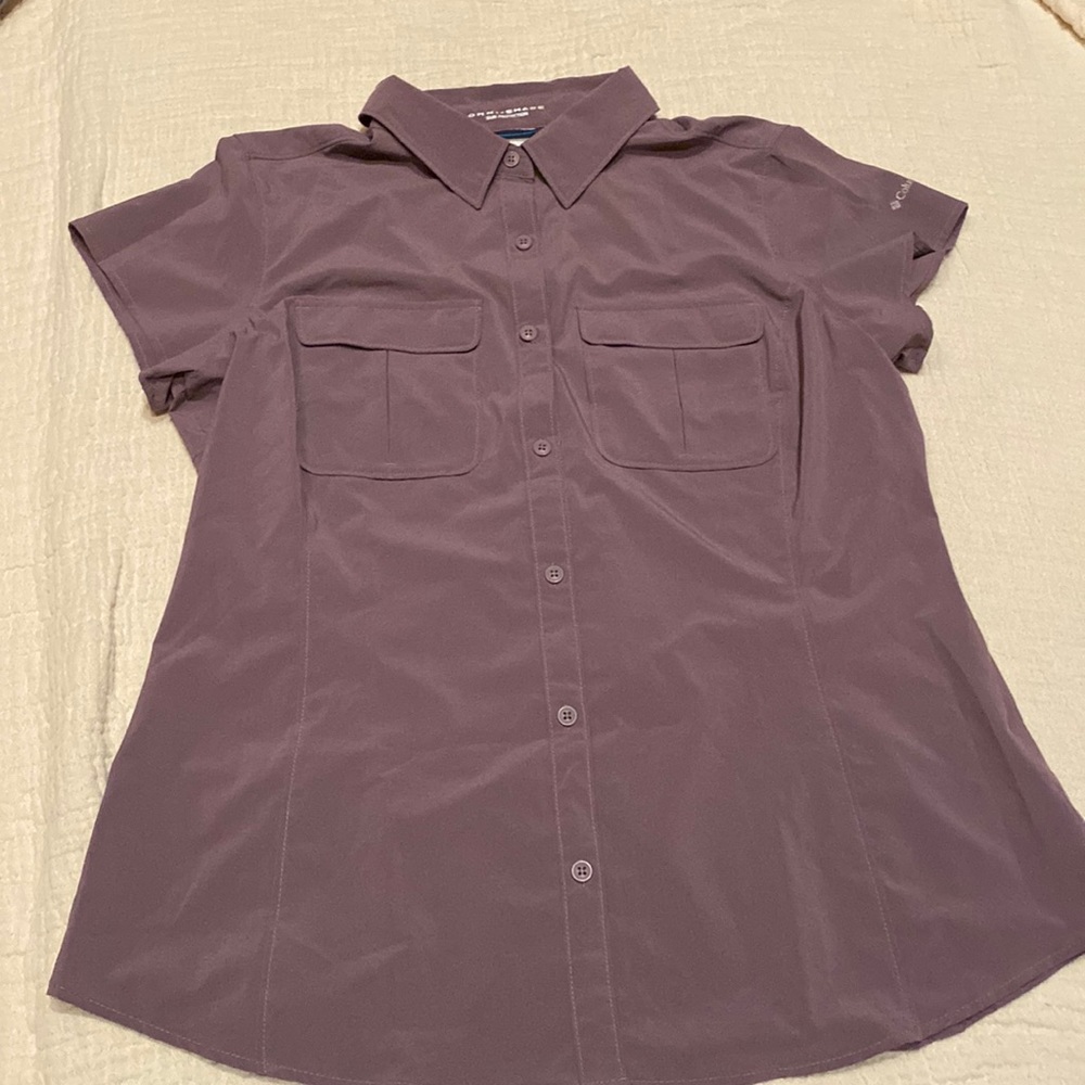 Columbia Women’s button-up purple Omni-shade sun protection
